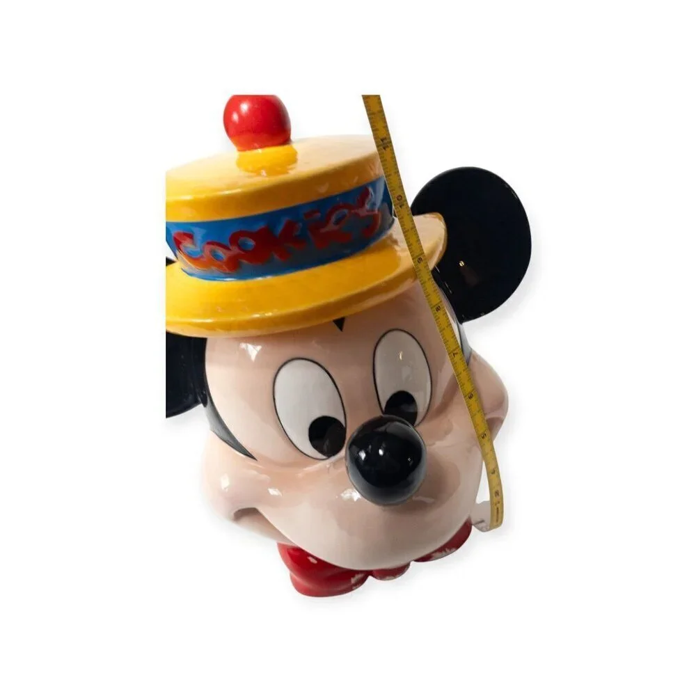 Vintage Disney Mickey Mouse Ceramic Cookie Jar With Hat Lid & Bright Colors